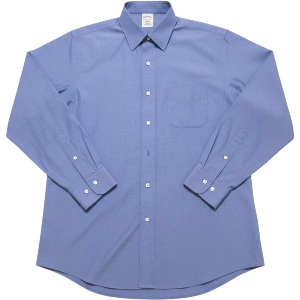 Brooks Brothers 1818 Regent Dress Shirt Men 16 34/35 Blue Non-Iron Preppy (M502)